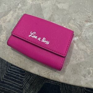 REBECCA MINKOFF LIKE A BOSS PINK BUSINESS CARD HOLDER WALLET